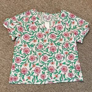 JCREW Pink and Green Floral Blouse